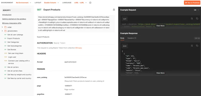 Ajout de produits via API